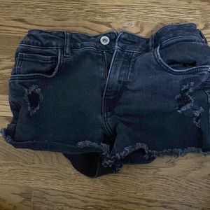 Zara kids black jean shorts